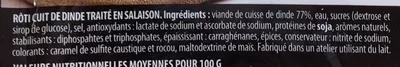 Lista de ingredientes del producto Rôti cuit de Dinde Réghalal 160 g