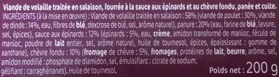 Lista de ingredientes del producto 2 Panés chèvre épinard Le Gaulois 200 g