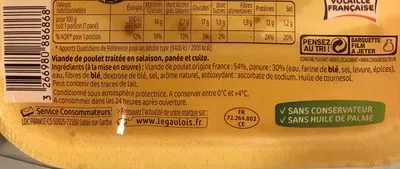 Lista de ingredientes del producto Panés de poulet x4 Le Gaulois 400 g