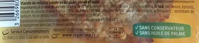 Lista de ingredientes del producto Panés de dinde x4 Le Gaulois 400 g