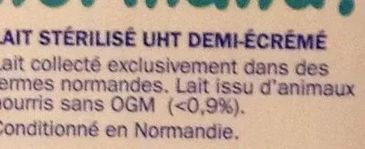 Lista de ingredientes del producto Lait demi écrémé Vachement Normand 1 L