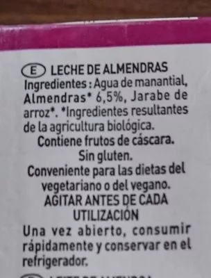 Lista de ingredientes del producto Amandina Perl'Amande 50 cl