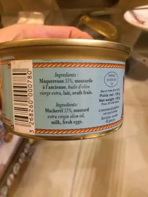 Lista de ingredientes del producto Rillette de maquereau Concerverie Courtin 130 g