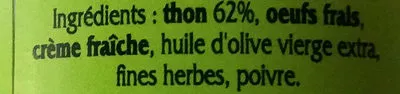 Lista de ingredientes del producto Rillettes de thon aux fines herbes Conserverie Courtin 80 g