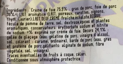 Lista de ingredientes del producto Crème de foie de porc à l'ancienne Tallec 0,180 kg