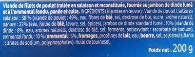 Lista de ingredientes del producto Cordon bleu Le Gaulois 200 g