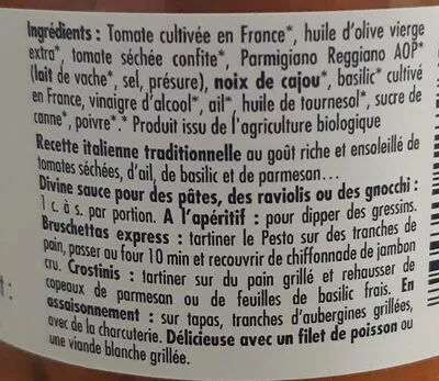 Lista de ingredientes del producto Pesto rosso Le voyage de Mamabé 