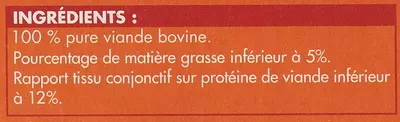 Lista de ingredientes del producto 10 Steaks hachés pur bœuf 5% MG Picard 1 kg