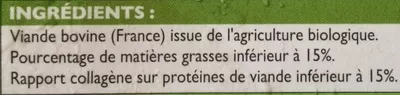 Lista de ingredientes del producto 8 Biftecks hachés pur bœuf Picard 800 g (8 x 100 g)