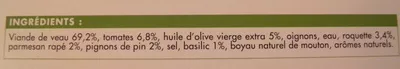 Lista de ingredientes del producto 8 mini-saucisses de veau à l'italienne Picard 240 g