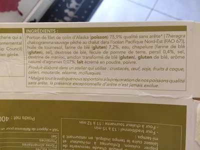 Lista de ingredientes del producto Filets colin d'Alaska façon meunière MSC Picard, Saveurs des mers 400 g (4 à 6 filets)