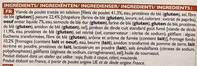 Lista de ingredientes del producto Cordons bleus de poulet picard Picard 600g, 6 pieces