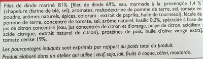 Lista de ingredientes del producto 2 brochettes royal grill volaille à la provencale picard 250 g