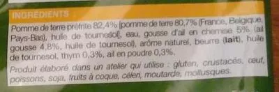 Lista de ingredientes del producto Poêlée de pommes de terre façon rôtissoire Picard 500 g