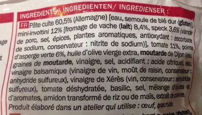 Lista de ingredientes del producto Salade à l'italienne Picard 600 g