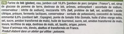 Lista de ingredientes del producto Petites Pizzas Jambon Fromage Picard 270 g e