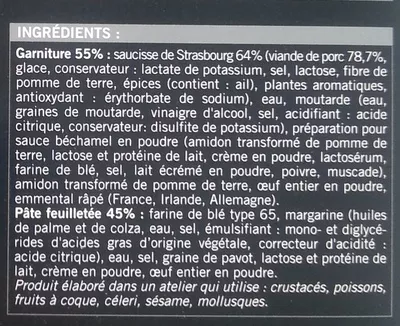 Lista de ingredientes del producto 20 Mini-feuilletés saucisse - surgelés 350 g Picard 350 g (20 pièces)