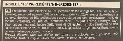 Lista de ingredientes del producto Gratin de Coquillettes au Jambon et à l'Emmental Picard 350 g (1 part)