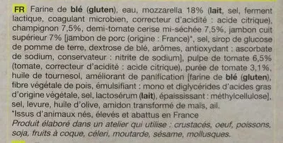 Lista de ingredientes del producto 1 Pizza Royale Picard 200 g e