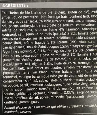 Lista de ingredientes del producto 16 Petits Fours Traiteur Picard 150 g e