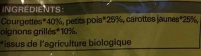 Lista de ingredientes del producto Mélange de Légumes Biologiques Vapeur Picard 600 g e