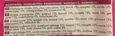 Lista de ingredientes del producto Légumes pour wok Picard 600 g e