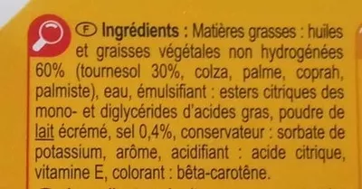 Lista de ingredientes del producto Tournesol tartine & cuisson Carrefour 500 g