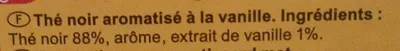 Lista de ingredientes del producto Thé Noir Vanille Carrefour 37,5 g