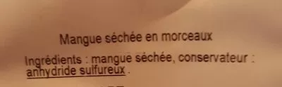 Lista de ingredientes del producto Mangue Sans Sucres Ajoutés Daco Bello 100 g