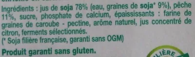 Lista de ingredientes del producto Panaché de fruits - Ananas Passion/Pêche Sojasun 400 g (4 x 100 g)