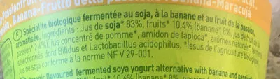 Lista de ingredientes del producto So soja banane passion Sojade 400 g