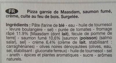 Lista de ingredientes del producto Saumon fumé fromage crème liquide La Pizza du Moulin 470 g