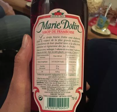 Lista de ingredientes del producto Sirop de Framboise Marie Dolin 70 cl