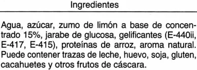 Lista de ingredientes del producto Sorbete de limon Auchan 1 l