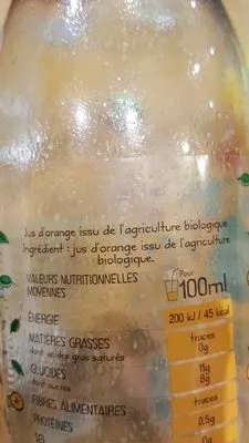 Lista de ingredientes del producto Jus d'orange 100% pur fruit pressée Plein Fruit 1 L