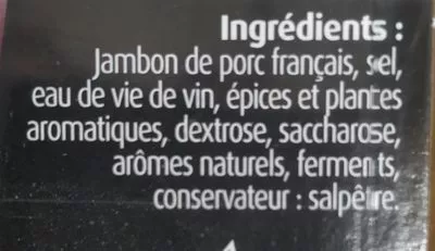 Lista de ingredientes del producto Jambon de Vendée a poêler Petitgas 180 g