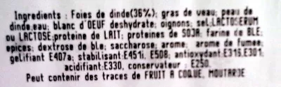 Lista de ingredientes del producto Mousse de volaille, Halal Médina Halal 0,200 kg