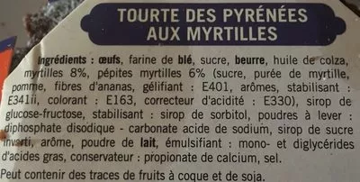 Lista de ingredientes del producto Tourte des Pyrénées Myrtilles Védère, Biscuiterie Védère 350 g