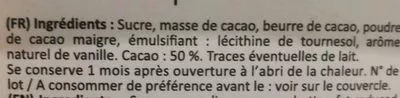 Lista de ingredientes del producto Pépites de Chocolat Noir La Patelière 1 kg e