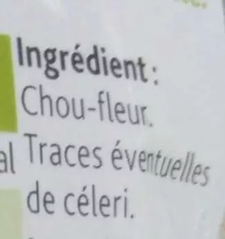 Lista de ingredientes del producto Mes légumes Vapeur Choux Fleurs Florette 250g