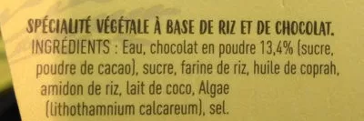 Lista de ingredientes del producto Dessert végétal de riz - Douceur chocolat June 200 g