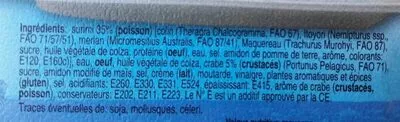 Lista de ingredientes del producto Composition gourmande de Surimi et crabe Bourgain et Fils 150 g