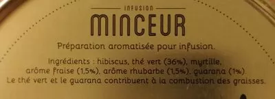 Lista de ingredientes del producto Infusion minceur - Guarana Fraise Rhubarbe Infuz 100 gr