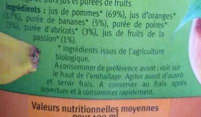 Lista de ingredientes del producto Le Verger Bio Multifruits Le Verger Bio 