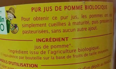 Lista de ingredientes del producto Pur jus pomme trouble Le Jardin bio, Le verger bio, LEA Nature 1 L