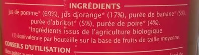 Lista de ingredientes del producto Pur jus Multifruits Jardin Bio, Le verger bio 1 l