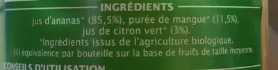 Lista de ingredientes del producto Pur jus ananas mangue citron vert Lea Nature 