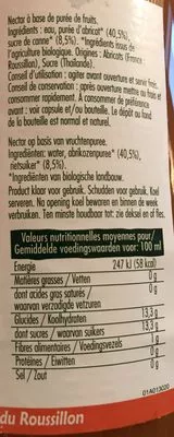 Lista de ingredientes del producto Nectar Abricot du Roussillon Vitamont 