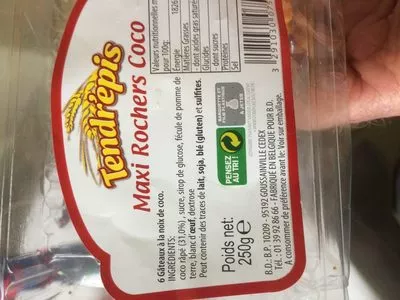 Lista de ingredientes del producto Maxi Rochers Cocon Tendrépis 250 g