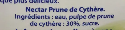 Lista de ingredientes del producto Nectar Prune de Cythère Caresse Guyanaise 1 l